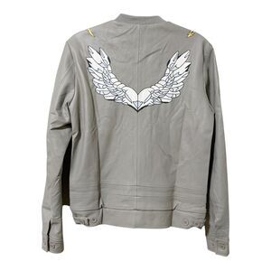 Vees Women’s 100% Lamb Leather Angel Wings Flight Aviator Bomber Jacket Sz Small